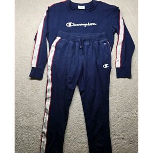 Champion Sweatshirt and Pants Set‎ Blue Long Sleeve Embroidered Pull Over